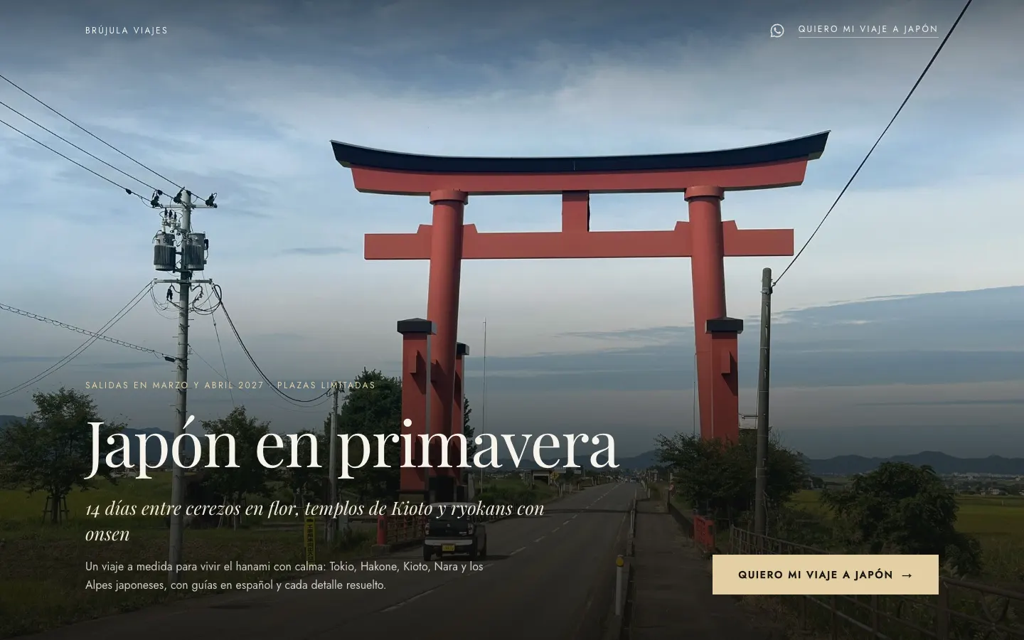 A landing page da sua viagem